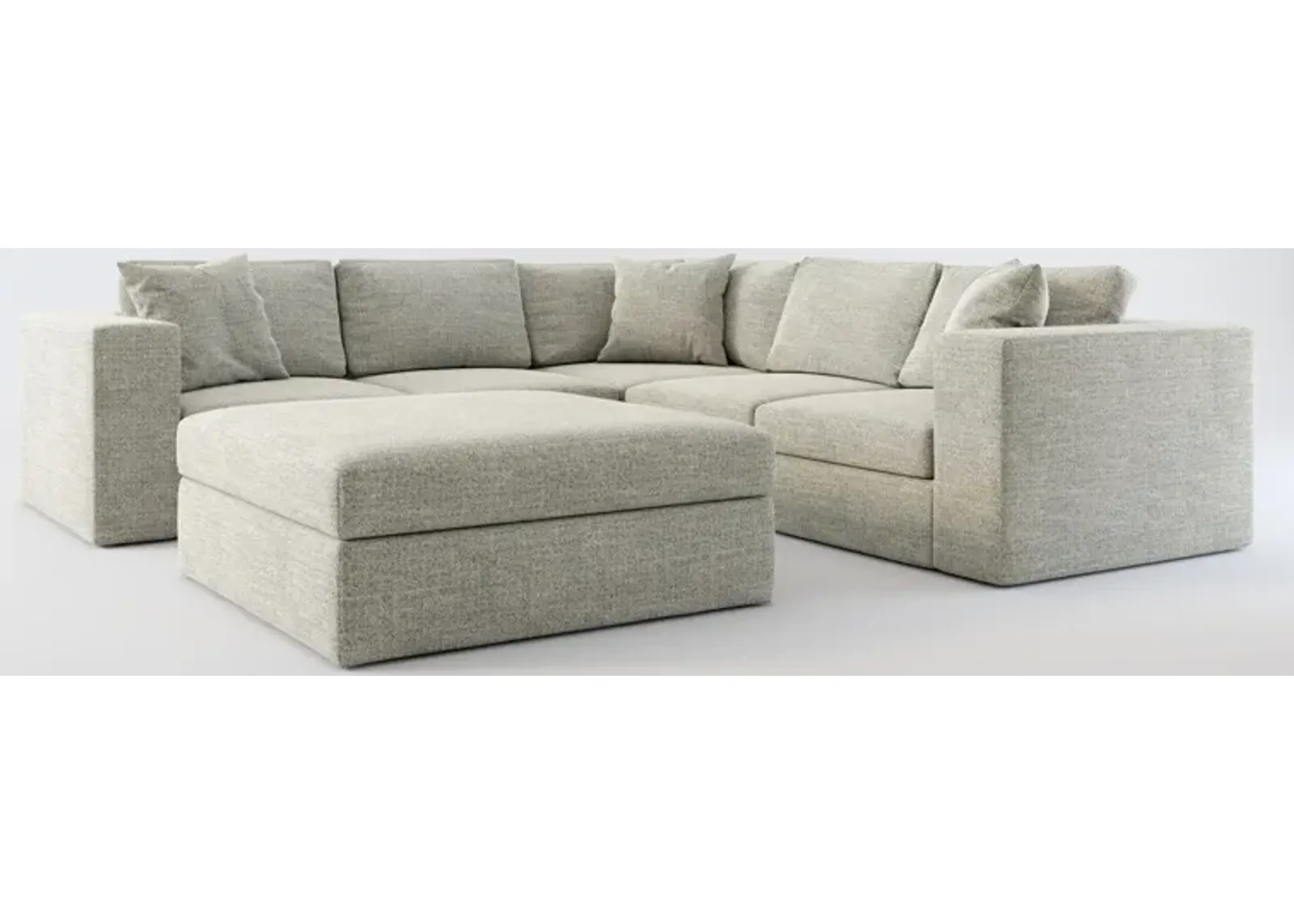 Collin 5-Piece Foam Comfort Sectional and Ottoman - Pandora Pepper