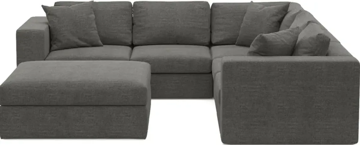 Collin Foam Comfort 5-Piece Sectional and Ottoman - Curious Charcoal