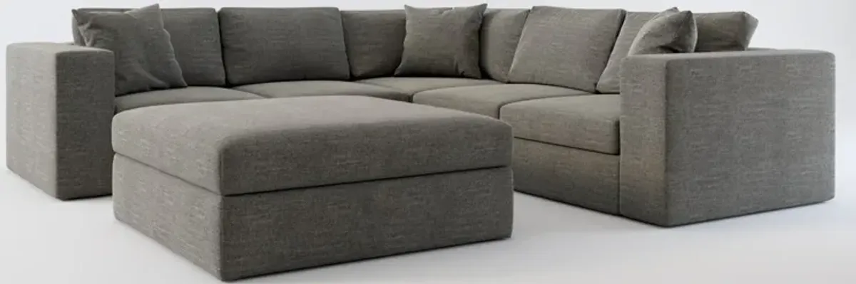 Collin Foam Comfort 5-Piece Sectional and Ottoman - Curious Charcoal