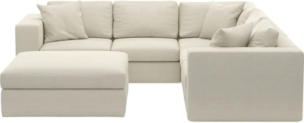 Collin Foam Comfort 5-Piece Sectional and Ottoman - Curious Pearl