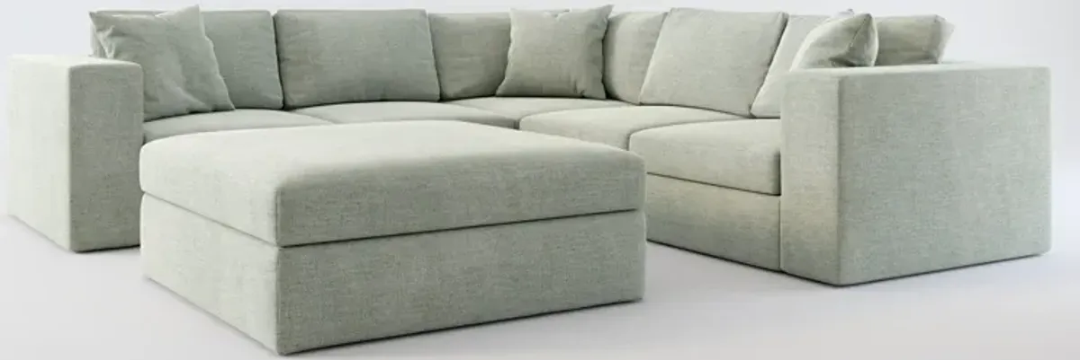 Collin Foam Comfort 5-Piece Sectional and Ottoman - Oslo Snow