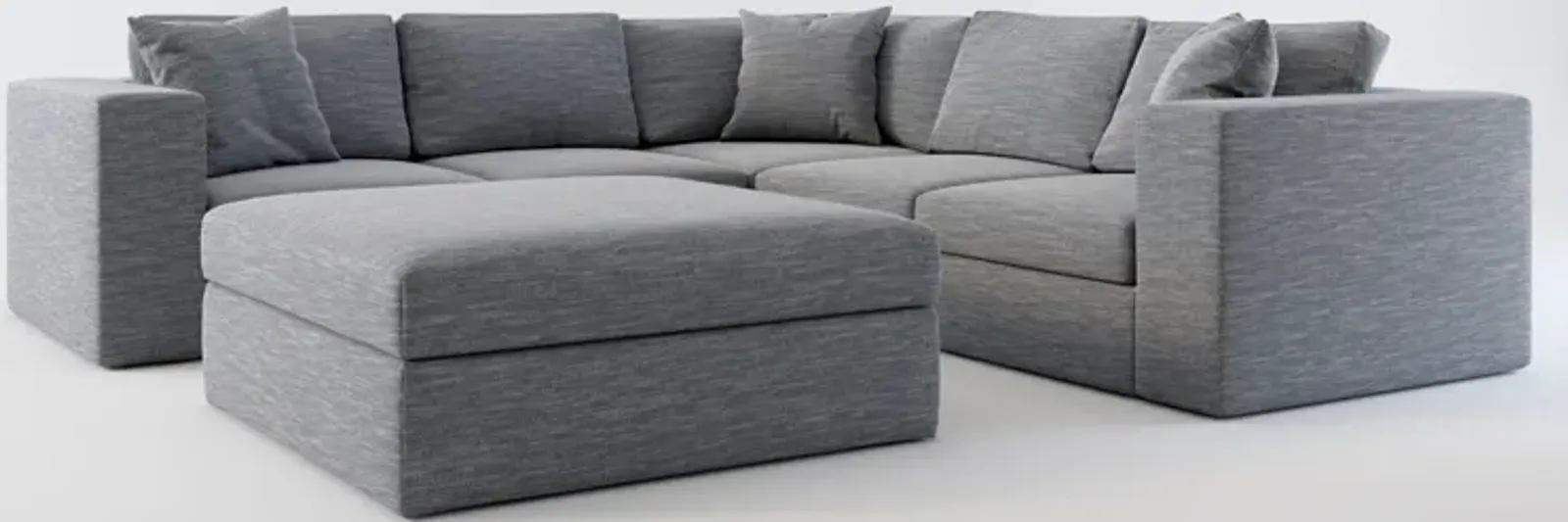 Collin Foam Comfort 5-Piece Sectional and Ottoman - Dudley Indigo