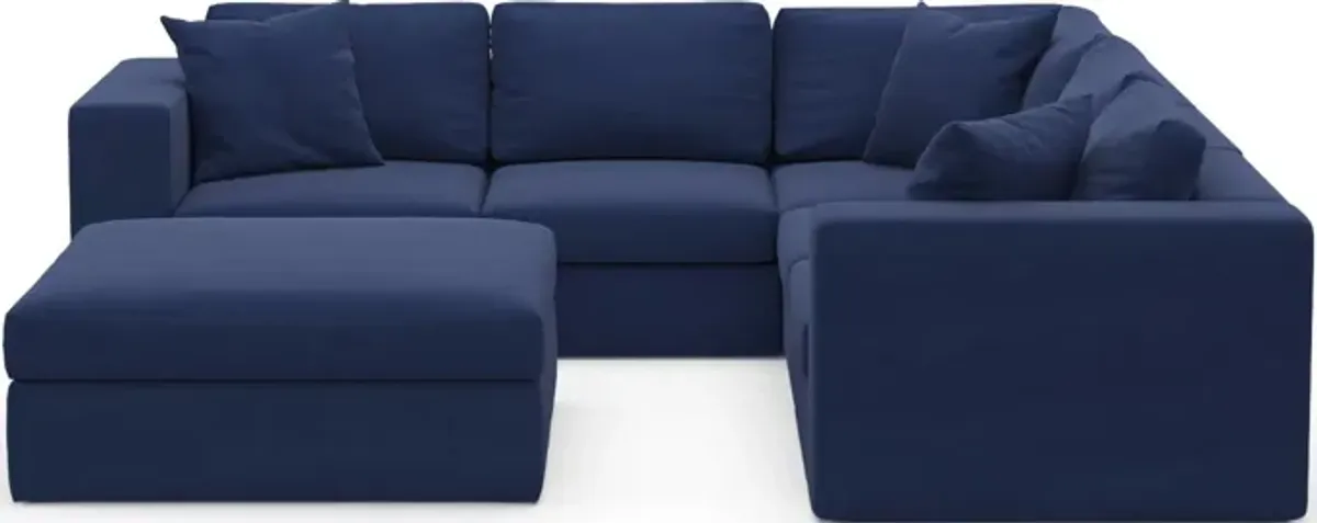 Collin Foam Comfort 5-Piece Sectional and Ottoman - Abington Indigo