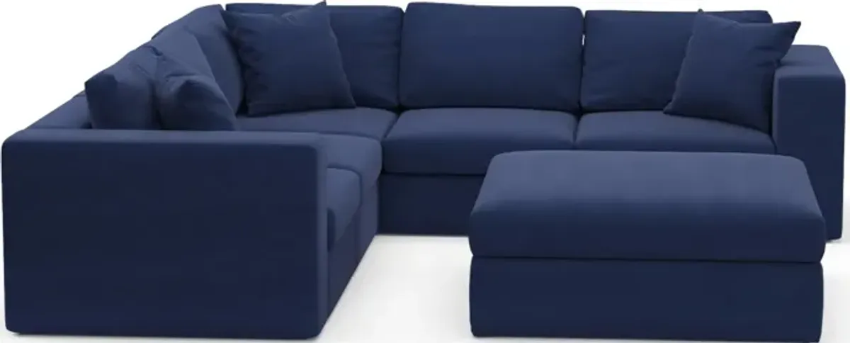 Collin Foam Comfort 5-Piece Sectional and Ottoman - Abington Indigo