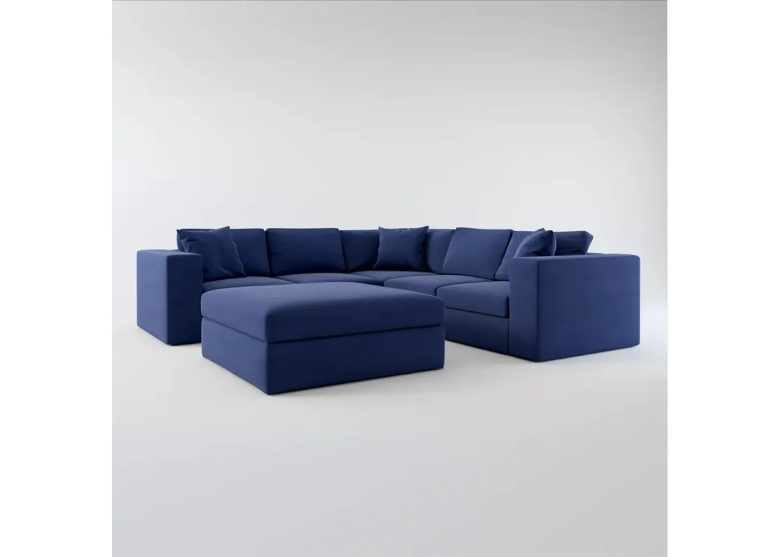 Collin Foam Comfort 5-Piece Sectional and Ottoman - Abington Indigo