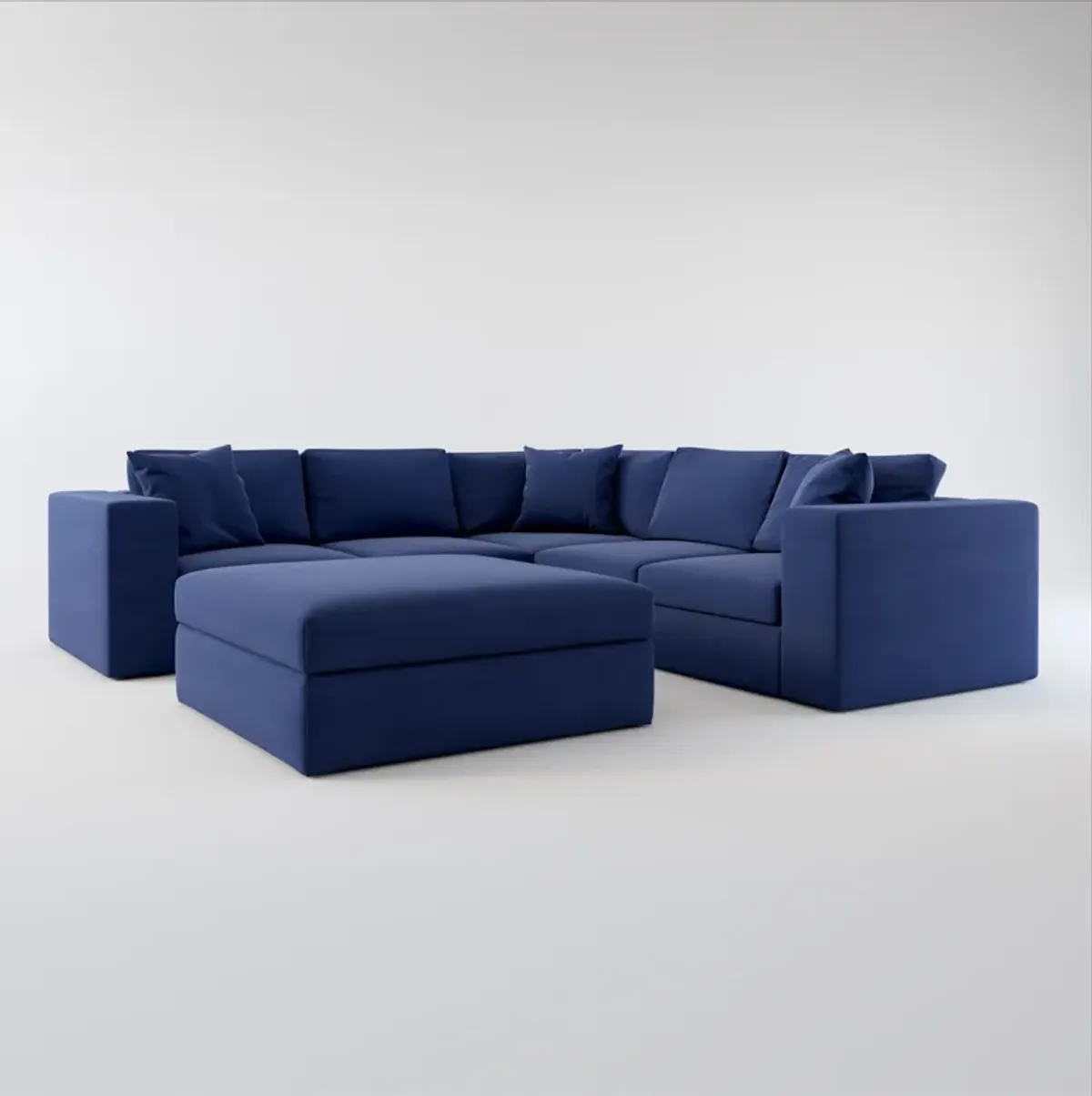 Collin Foam Comfort 5-Piece Sectional and Ottoman - Abington Indigo