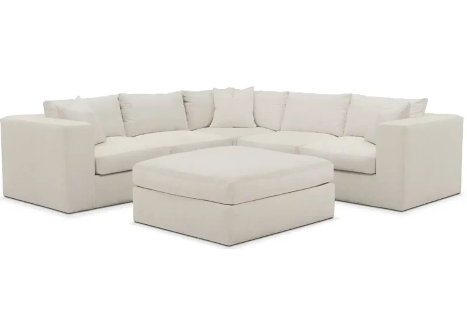 Collin Foam Comfort 5-Piece Sectional and Ottoman - Anders Ivory