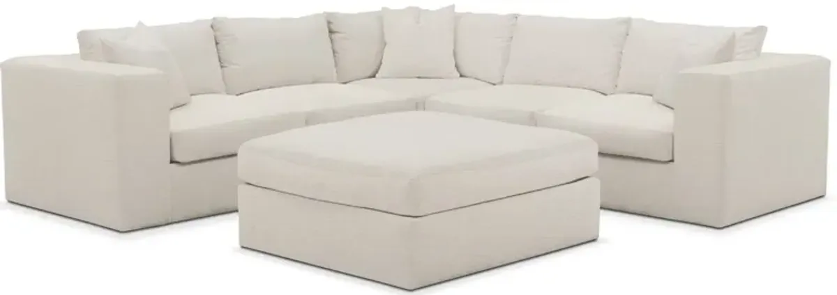 Collin Foam Comfort 5-Piece Sectional and Ottoman - Anders Ivory