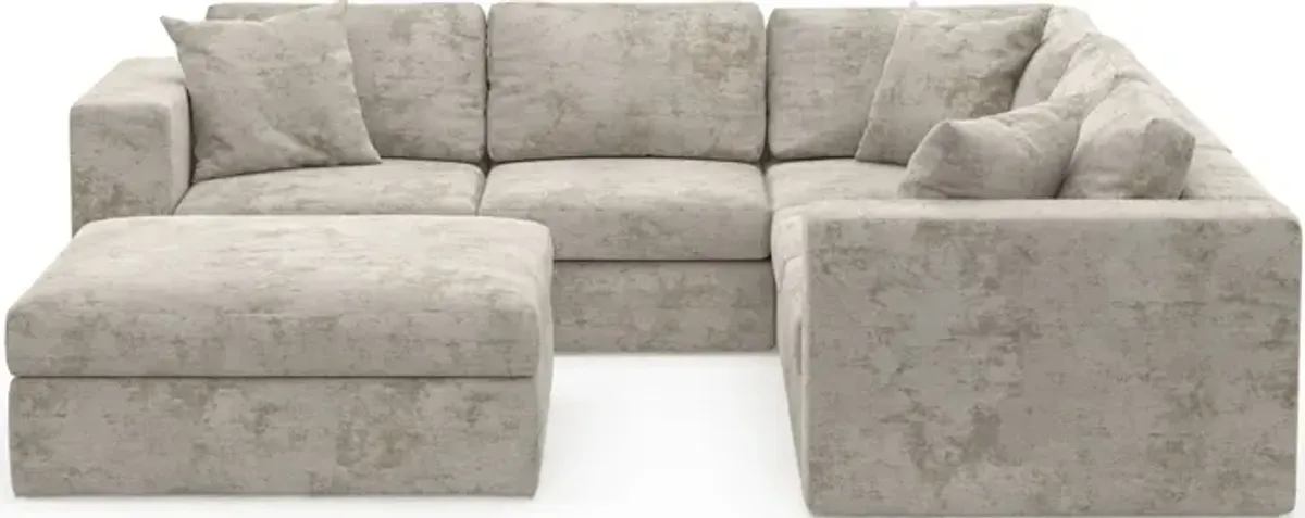 Collin Foam Comfort 5-Piece Sectional and Ottoman - Hearth Cement