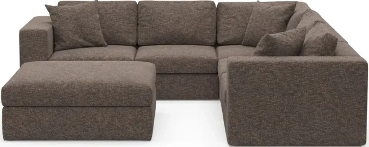 Collin Foam Comfort 5-Piece Sectional and Ottoman - M Walnut