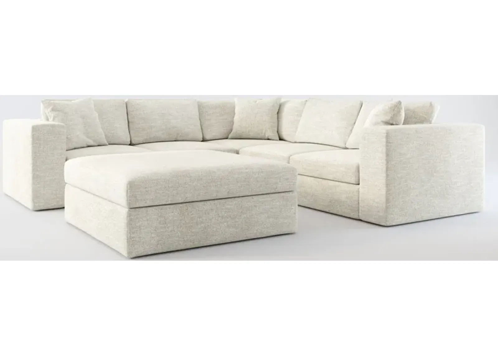 Collin Foam Comfort 5-Piece Sectional and Ottoman - M Ivory