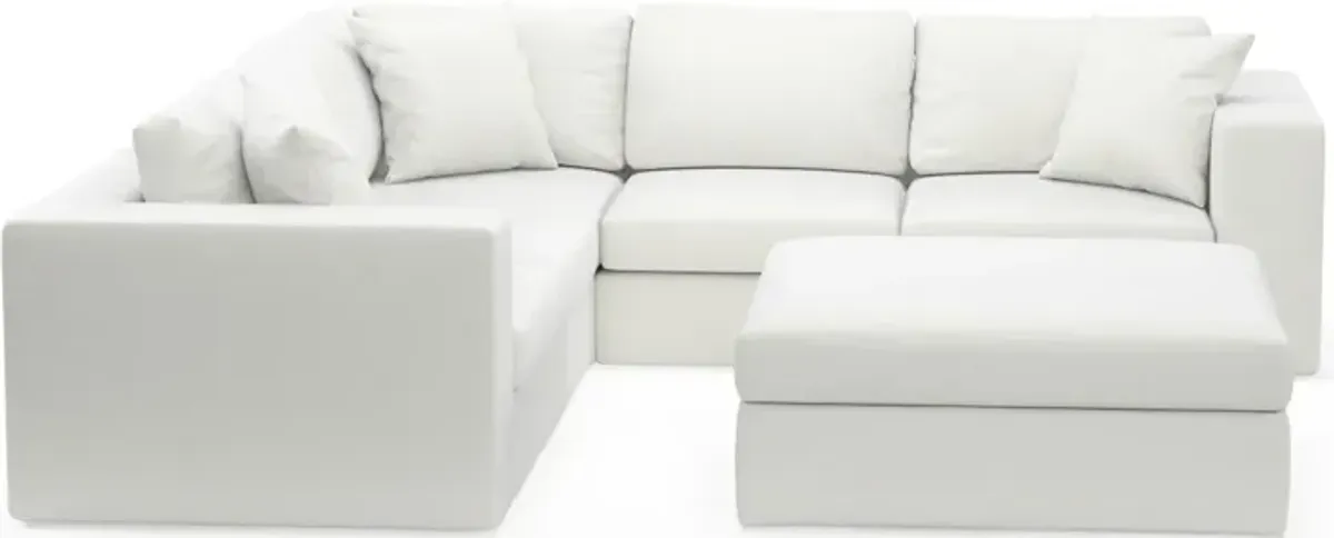 Collin Hybrid Comfort 5-Piece Sectional and Ottoman - Contessa Vanilla