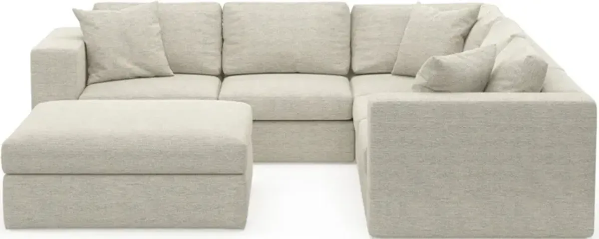 Collin Hybrid Comfort 5-Piece Sectional and Ottoman - Merino Chalk