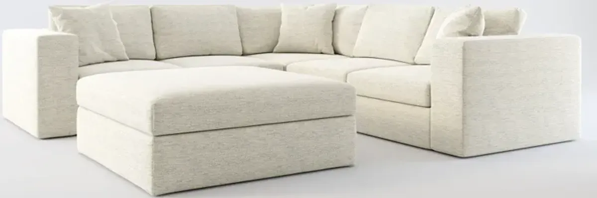 Collin Hybrid Comfort 5-Piece Sectional and Ottoman - Merino Chalk