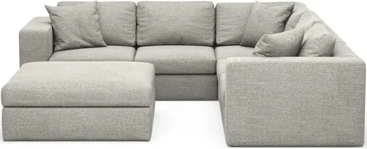 Collin 5-Piece Hybrid Comfort Sectional and Ottoman - Pandora Pepper