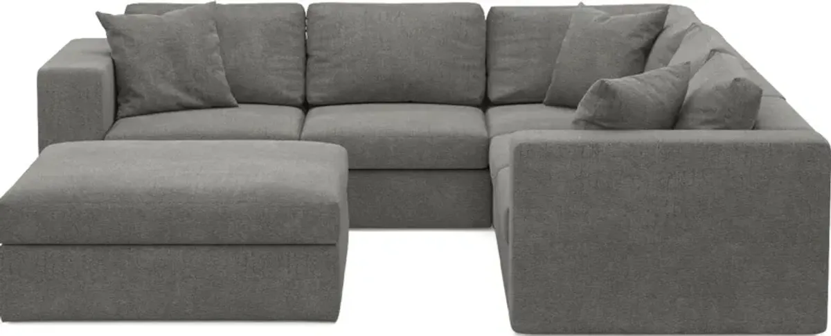 Collin Hybrid Comfort 5-Piece Sectional and Ottoman - Living Large Charcoal