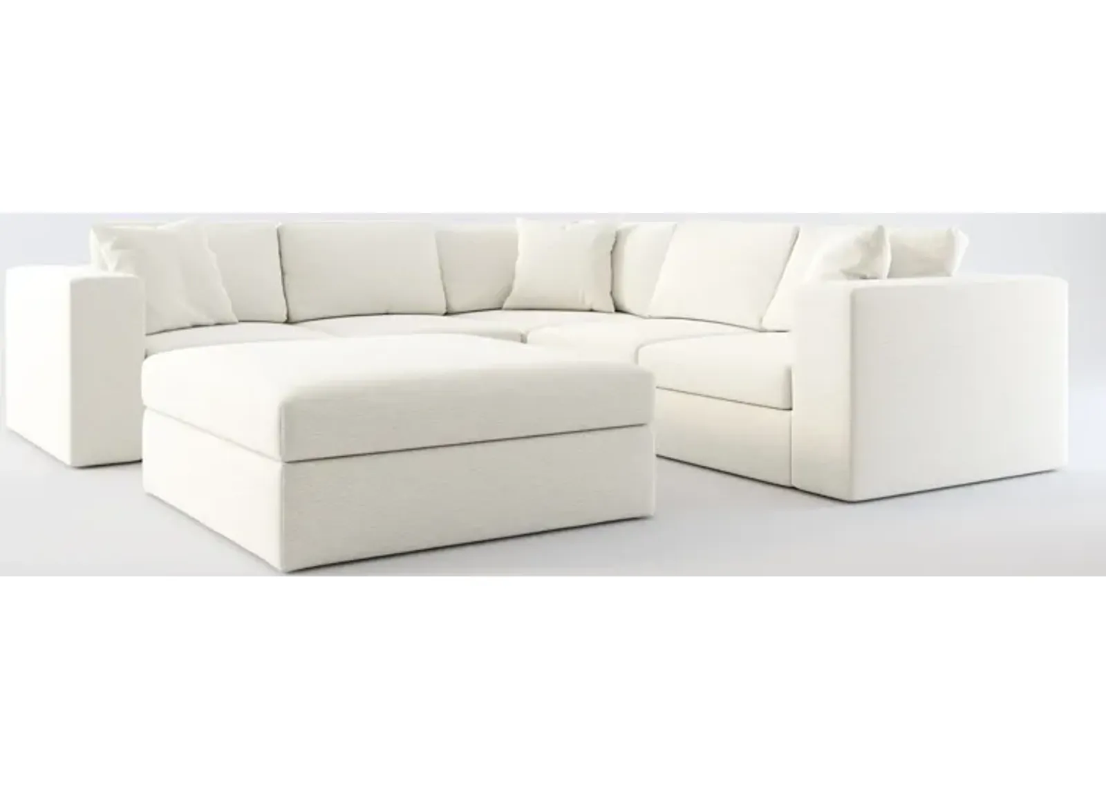 Collin Hybrid Comfort 5-Piece Sectional and Ottoman - Living Large White