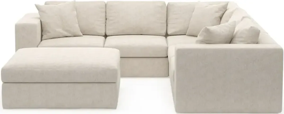 Collin Hybrid Comfort 5-Piece Sectional and Ottoman - M Ivory