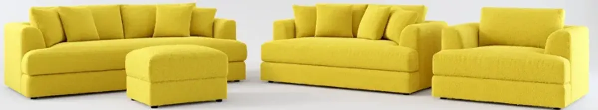 Ridley Hybrid Comfort Sofa, Loveseat, Chair, and Ottoman Set - Bloke Goldenrod