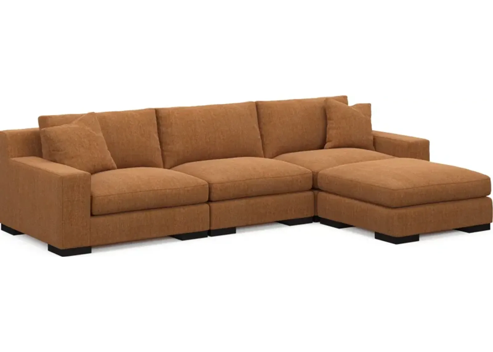 Bondi Foam Comfort 3-Piece Sofa and Ottoman - Contessa Ginger