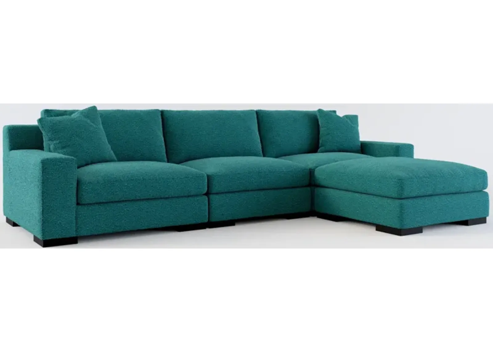 Bondi Foam Comfort 3-Piece Sofa and Ottoman - Bloke Peacock