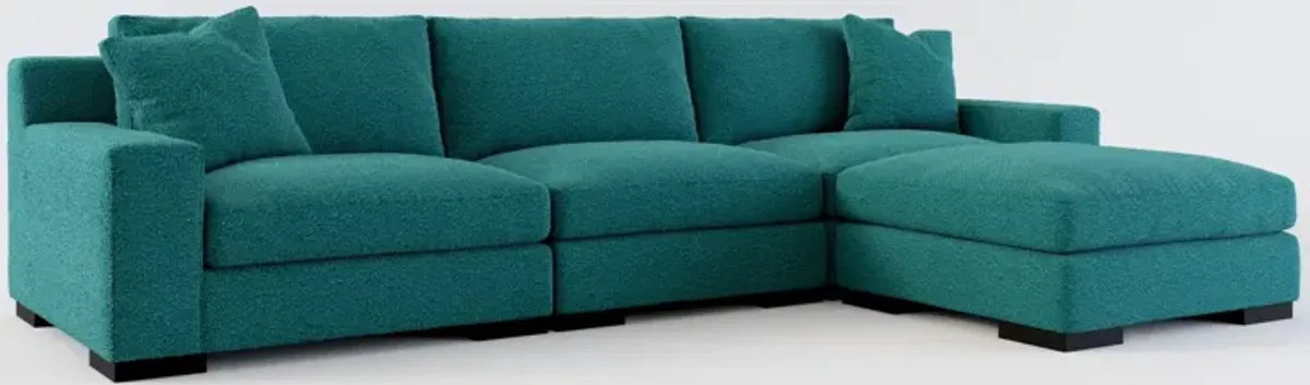 Bondi Foam Comfort 3-Piece Sofa and Ottoman - Bloke Peacock