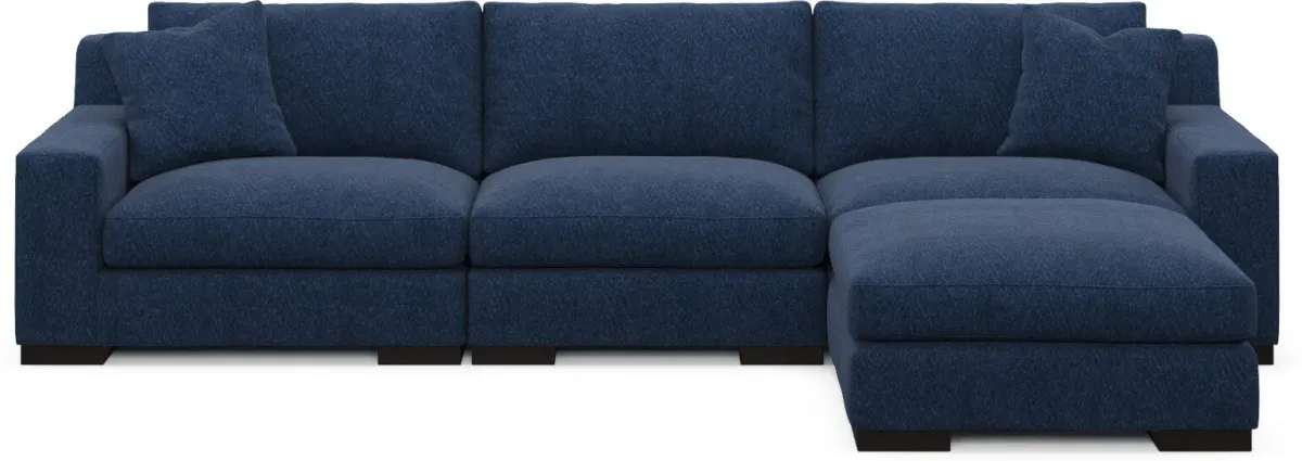 Bondi Foam Comfort 3-Piece Sofa and Ottoman - Oslo Navy