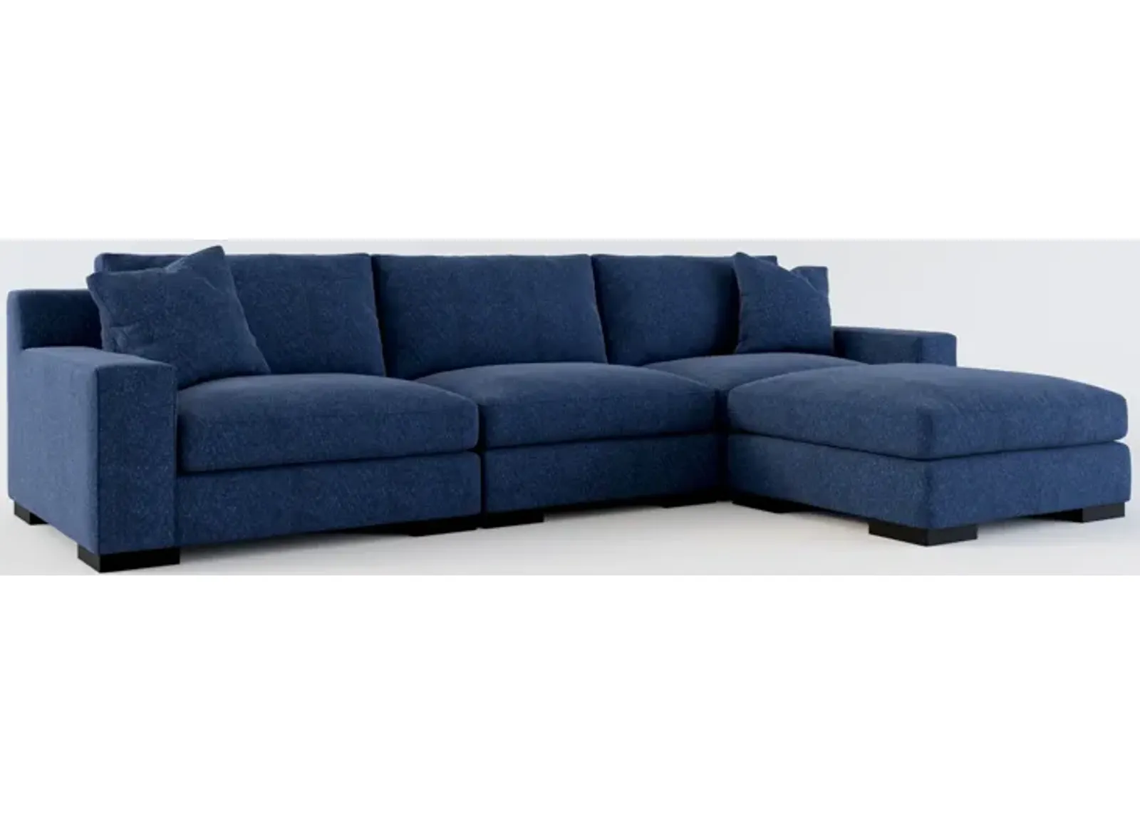 Bondi Foam Comfort 3-Piece Sofa and Ottoman - Oslo Navy