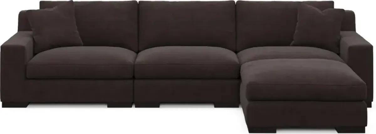 Bondi Foam Comfort 3-Piece Sofa and Ottoman - Merrimac Dark Brown