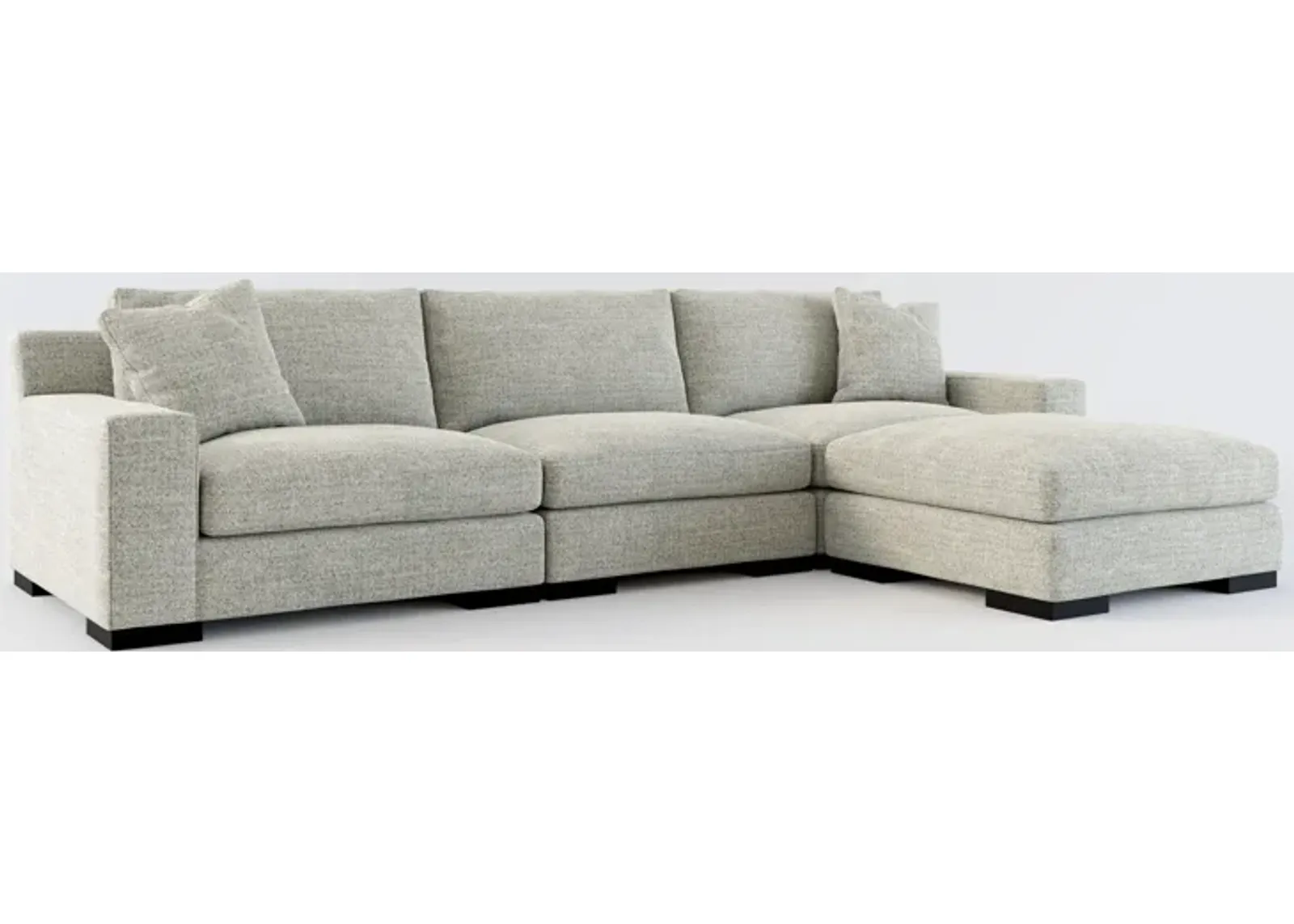 Bondi Foam Comfort 3-Piece Sofa and Ottoman - Pandora Pepper