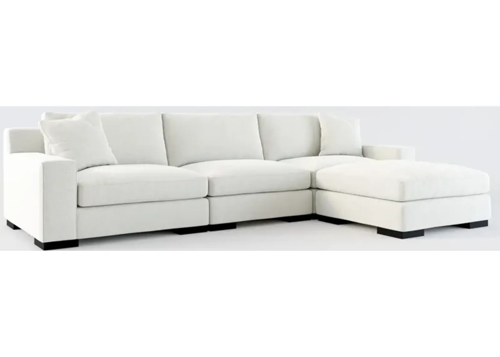 Bondi Foam Comfort 3-Piece Sofa and Ottoman - Oslo Snow