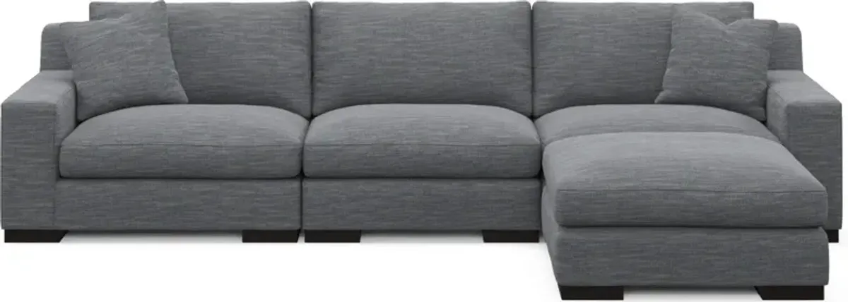 Bondi Foam Comfort 3-Piece Sofa and Ottoman - Dudley Indigo