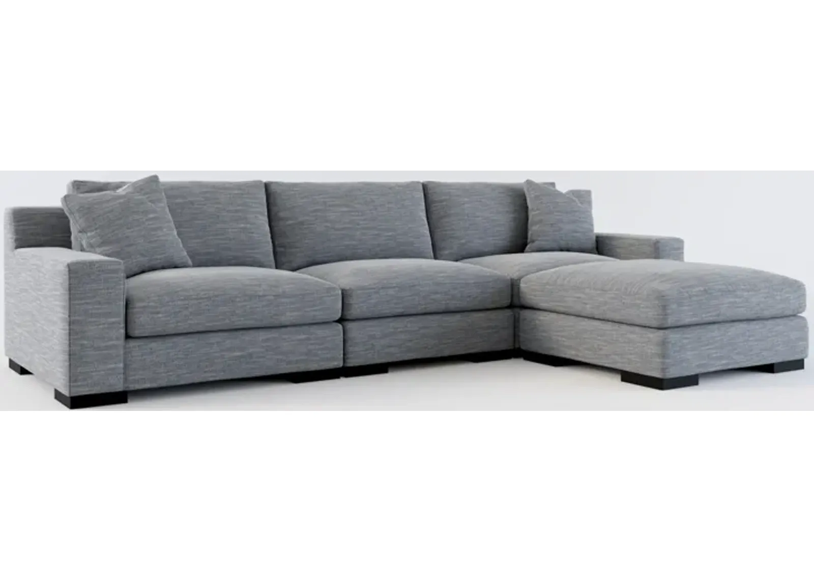 Bondi Foam Comfort 3-Piece Sofa and Ottoman - Dudley Indigo