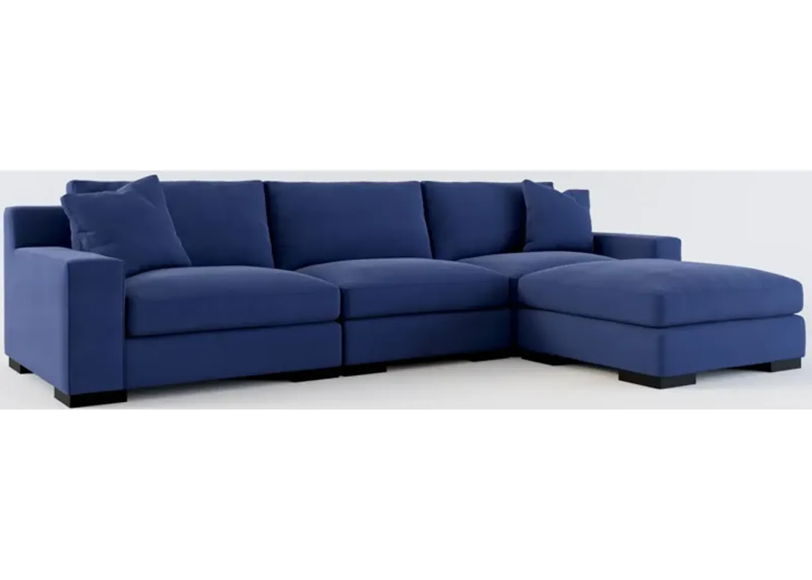 Bondi Foam Comfort 3-Piece Sofa and Ottoman - Abington Indigo