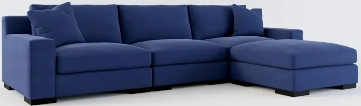 Bondi Foam Comfort 3-Piece Sofa and Ottoman - Abington Indigo