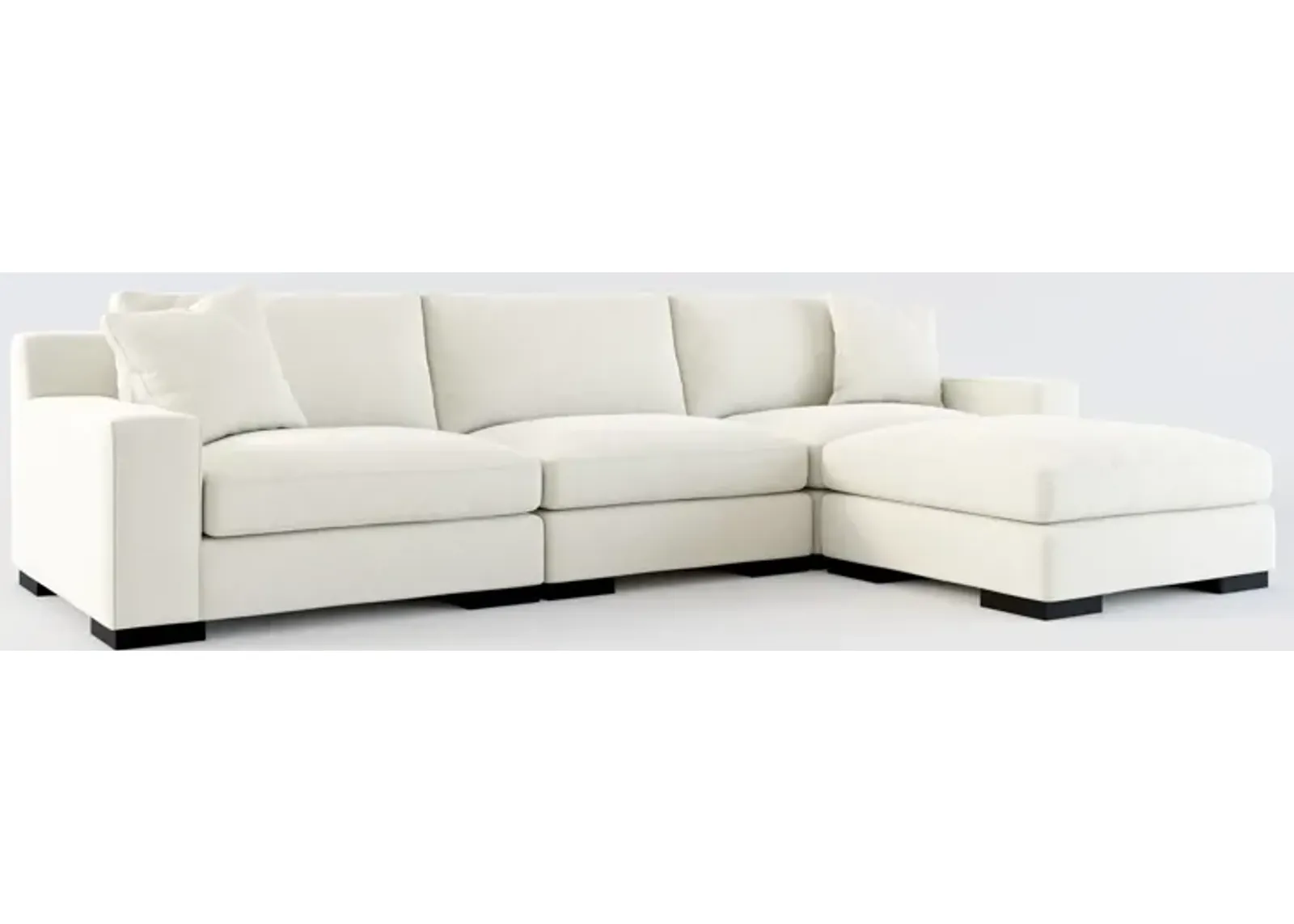 Bondi Foam Comfort 3-Piece Sofa and Ottoman - Anders Ivory