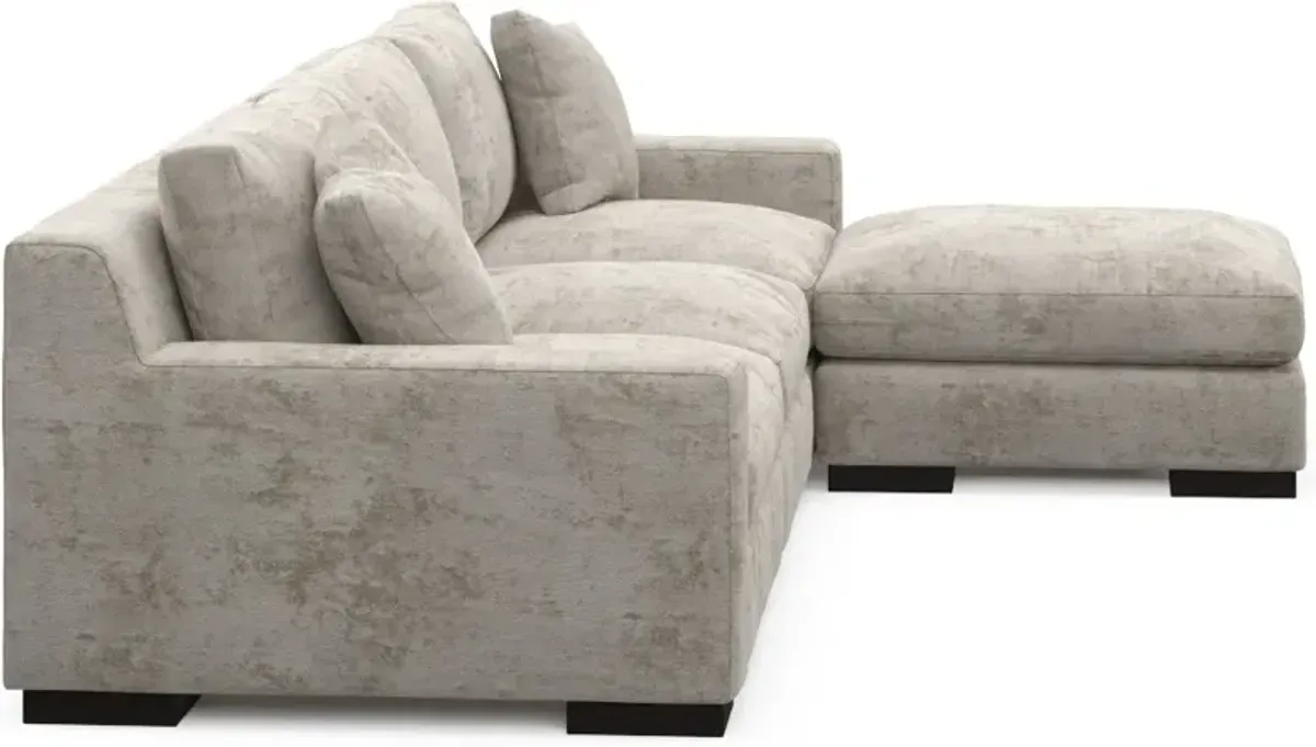 Bondi Foam Comfort 3-Piece Sofa and Ottoman - Hearth Cement