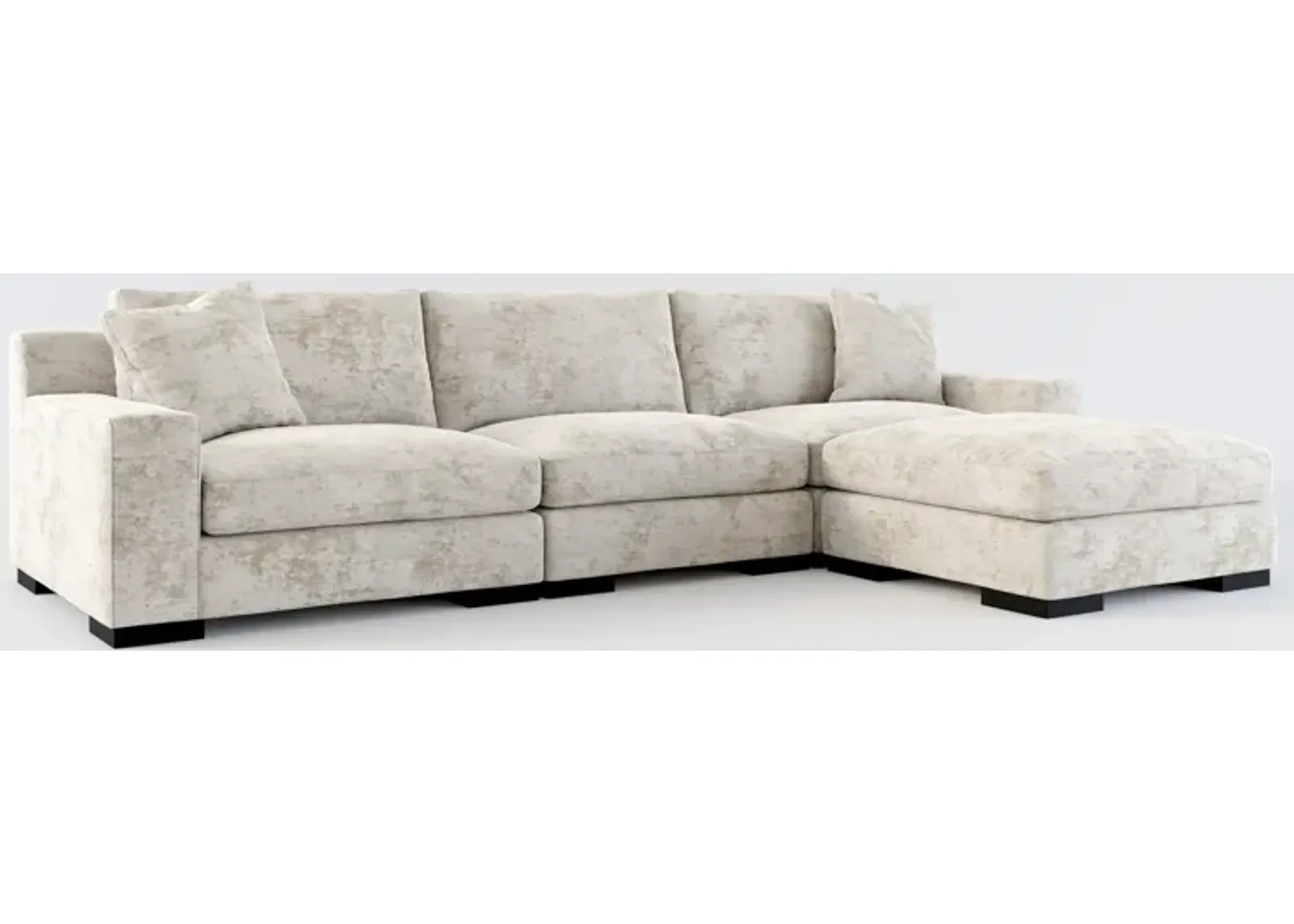 Bondi Foam Comfort 3-Piece Sofa and Ottoman - Hearth Cement