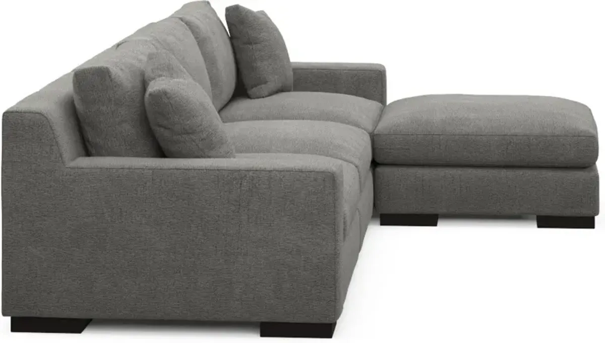 Bondi Foam Comfort 3-Piece Sofa and Ottoman - Living Large Charcoal