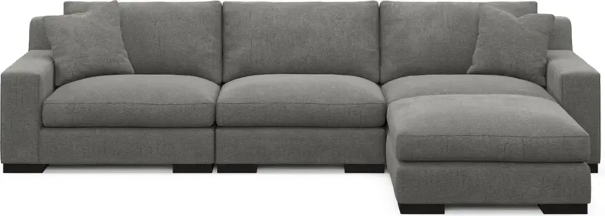 Bondi Foam Comfort 3-Piece Sofa and Ottoman - Living Large Charcoal