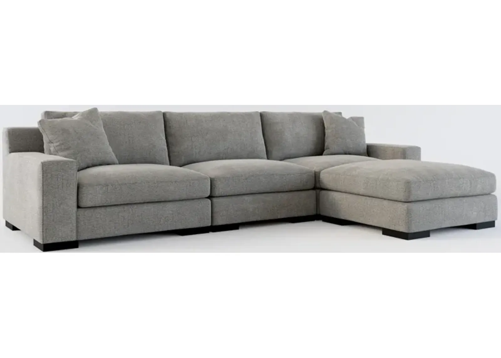 Bondi Foam Comfort 3-Piece Sofa and Ottoman - Living Large Charcoal