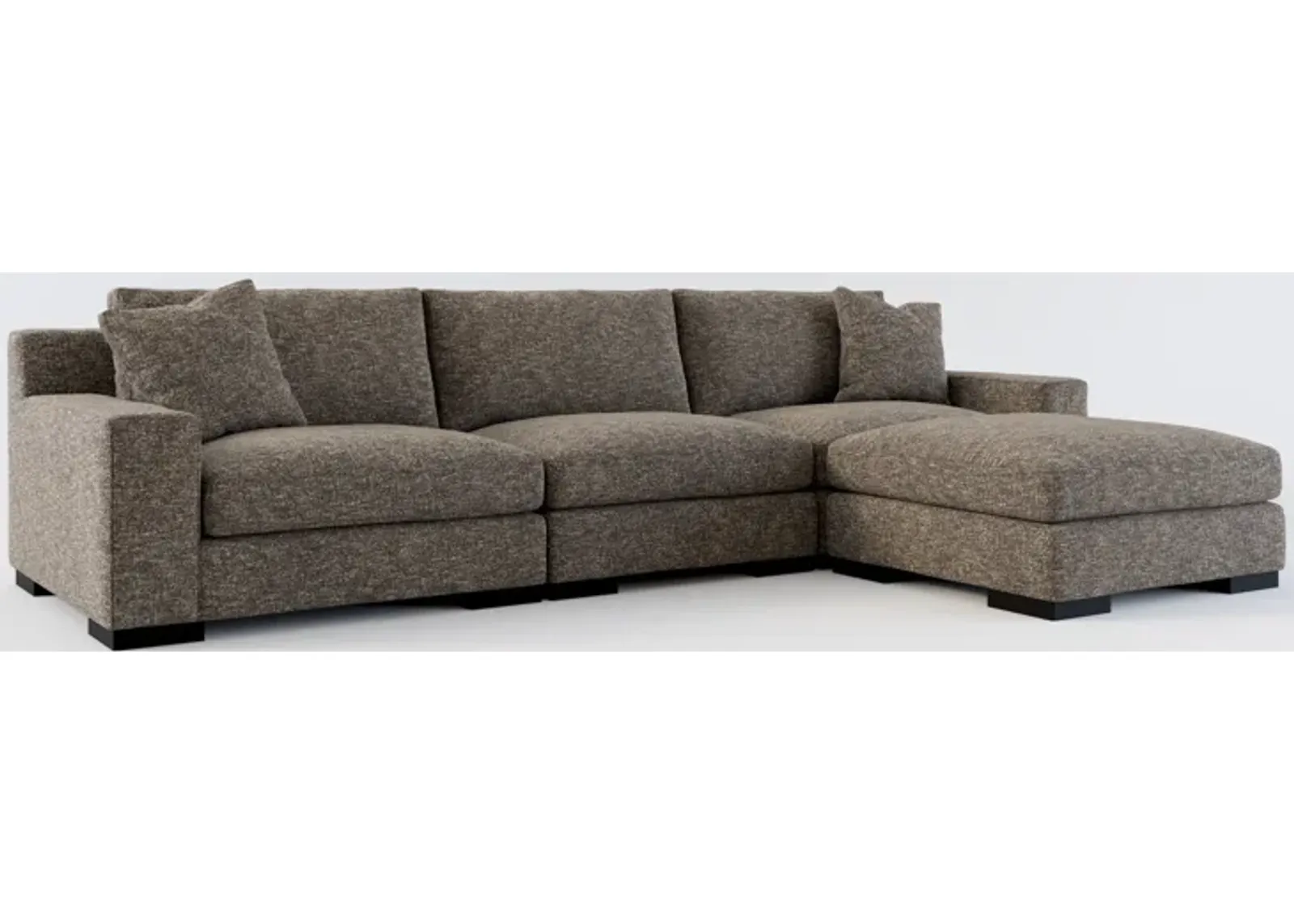 Bondi Foam Comfort 3-Piece Sofa and Ottoman - M Walnut