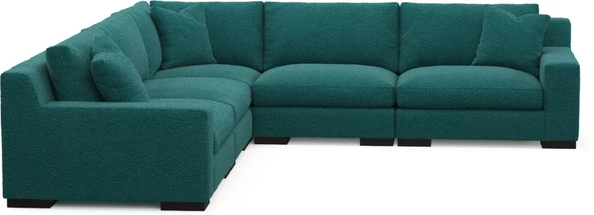 Bondi Foam Comfort 5-Piece Sectional - Bloke Peacock