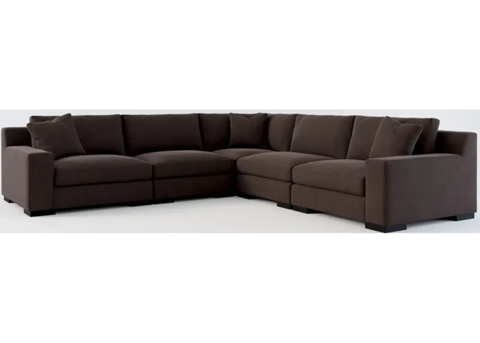 Bondi Foam Comfort 5-Piece Sectional - Merrimac Dark Brown