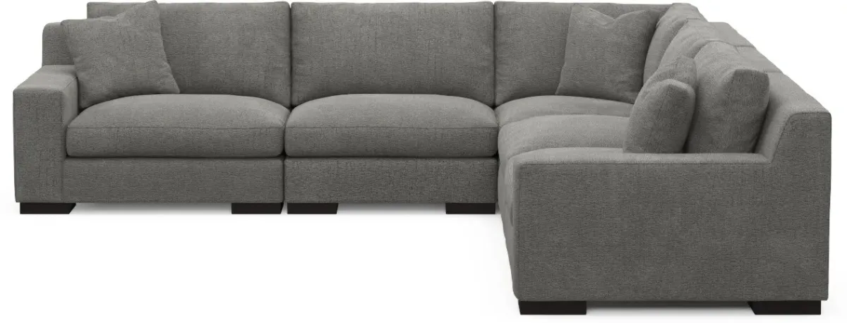 Bondi Foam Comfort 5-Piece Sectional - Living Large Charcoal