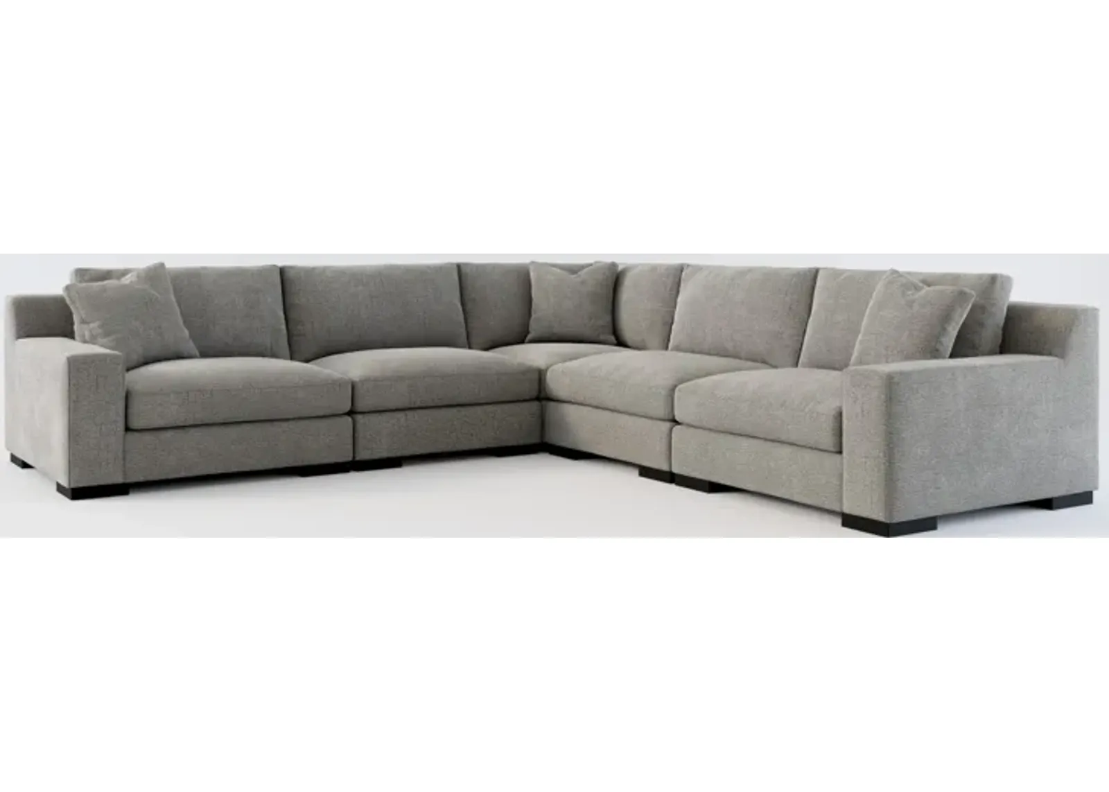 Bondi Foam Comfort 5-Piece Sectional - Living Large Charcoal