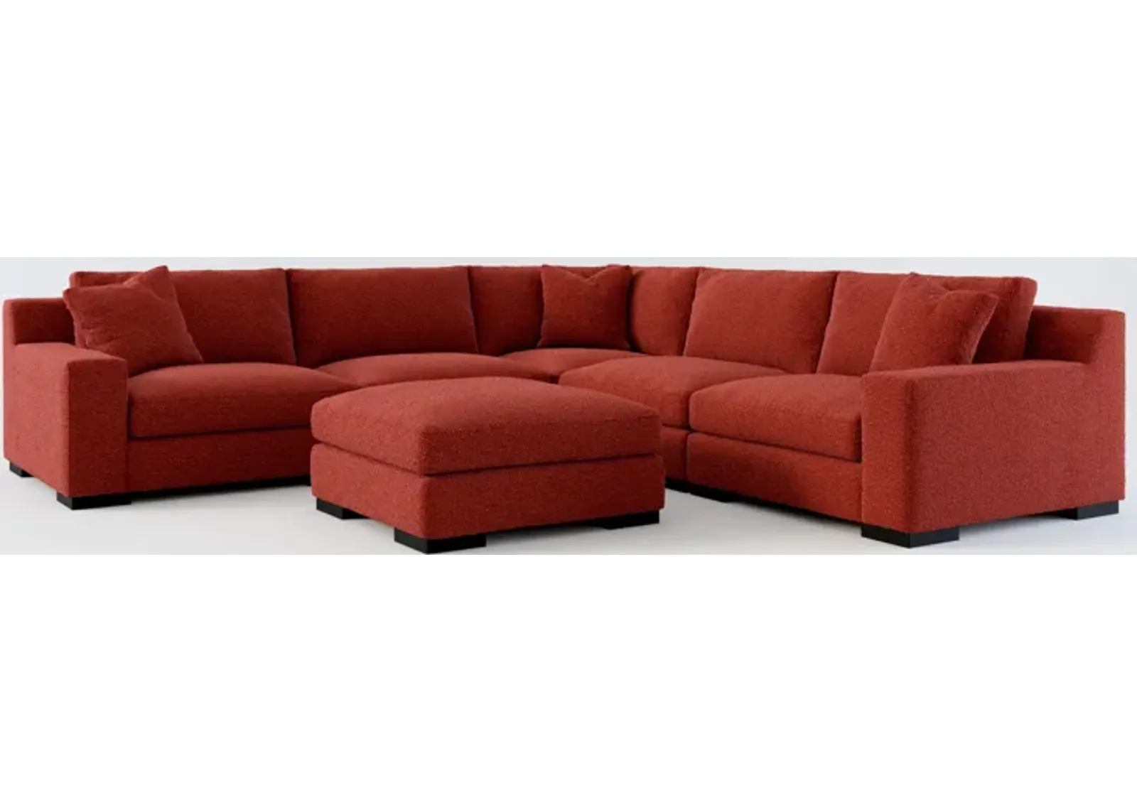 Bondi Foam Comfort 5-Piece Sectional and Ottoman - Bloke Brick