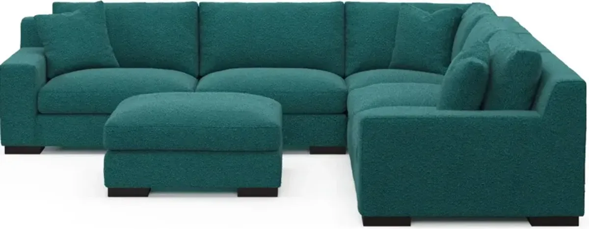 Bondi Foam Comfort 5-Piece Sectional and Ottoman - Bloke Peacock