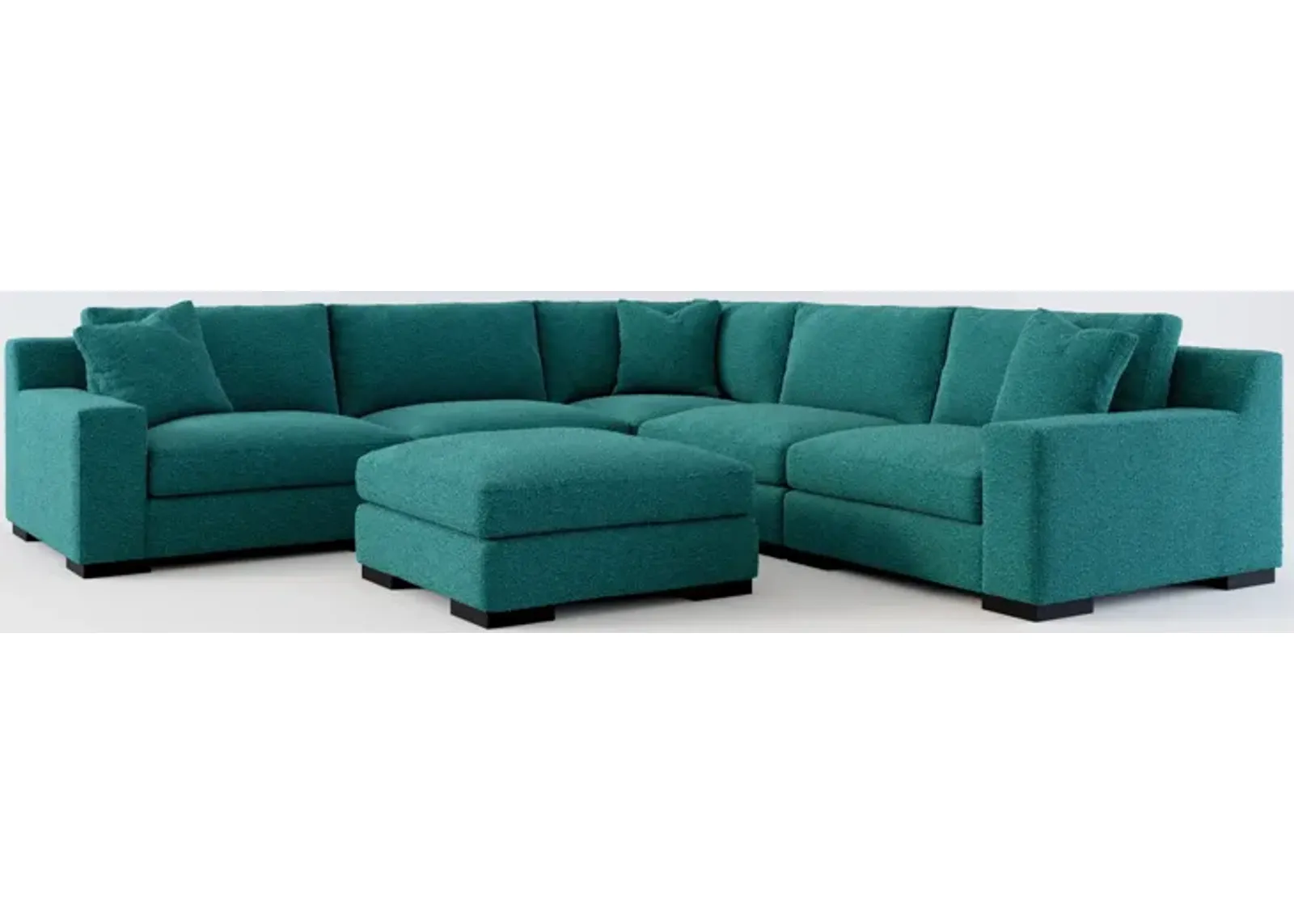 Bondi Foam Comfort 5-Piece Sectional and Ottoman - Bloke Peacock