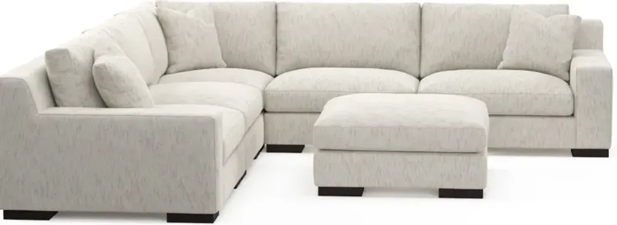 Bondi Foam Comfort 5-Piece Sectional and Ottoman - P.T. Cream